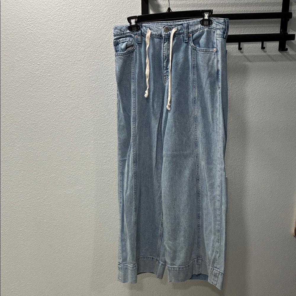GAP Light Blue Wide Leg Jeans with Drawstring